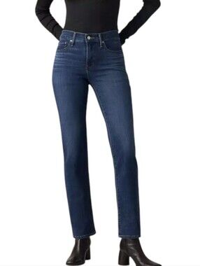 Levi's 314 Shaping Straight Jeans Women 28 Everyday Mid Rise Blue Stretch Denim